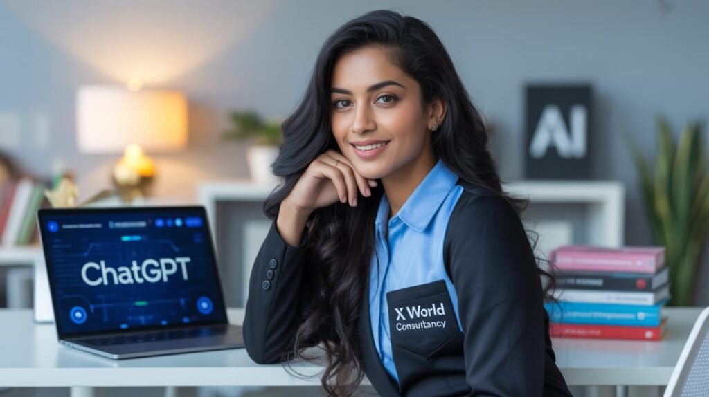 Indian girl using ChatGPT – Mind Behind ChatGPT – X World Consultancy