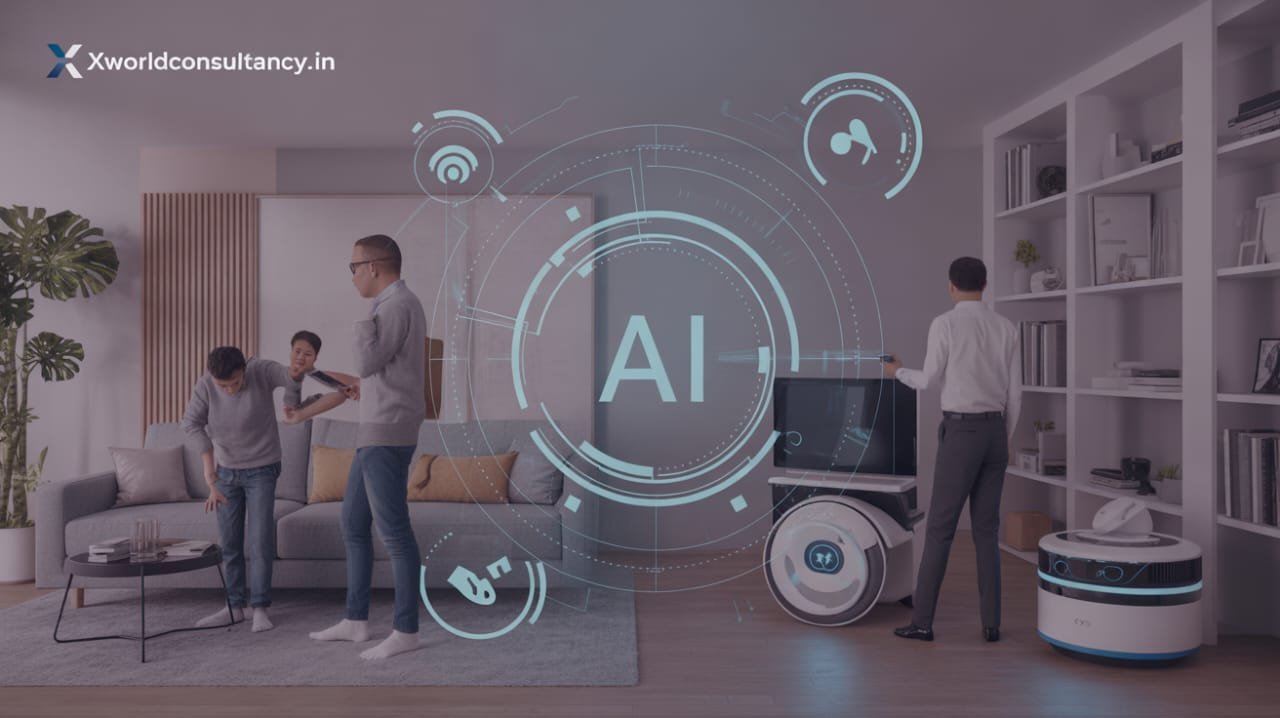 AI in daily life with smartphones, smart homes, healthcare, and transportation